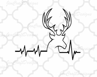 Deer SVG Cutting File, Hunting Svg Heartbeat Buck Svg, Png, Eps,Dxf Files, Vector Art, Cricut DS, Silhouette Studio, Cut Files