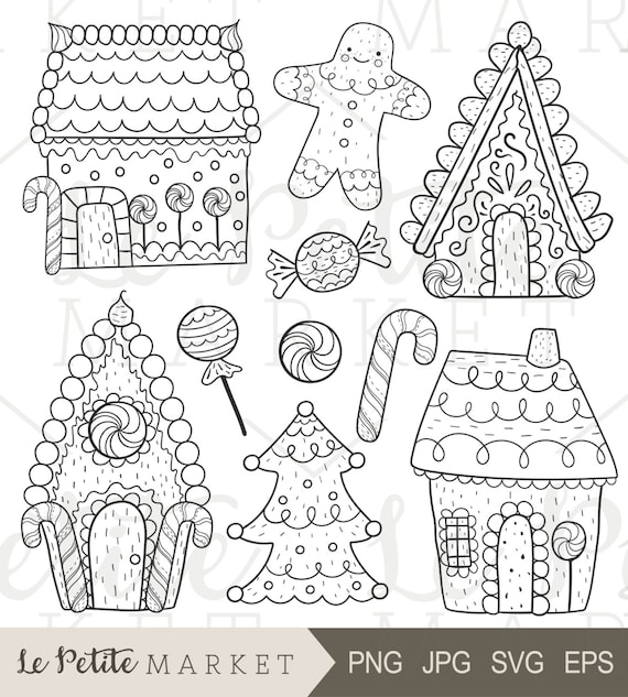 Hand Drawn Gingerbread Clip Art Gingerbread House Clip Art