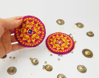 Afghani Beadwork Tribal Beadwork Kuchi Accessories Tribal Talisman Ethnic Beadwork Beaded Medallion Gul i Peron Gul-i-peron Tribal Disk