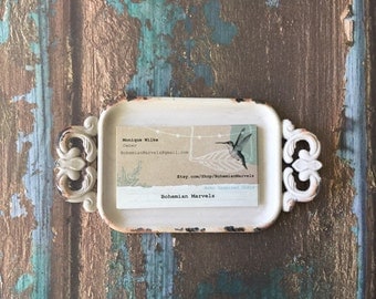 SALE/Shabby Chic Business Card Holder/Boss Gift/Office Decor/Desk/Card Holder/Gift Idea/Business/Office/Shabby Chic business card holder