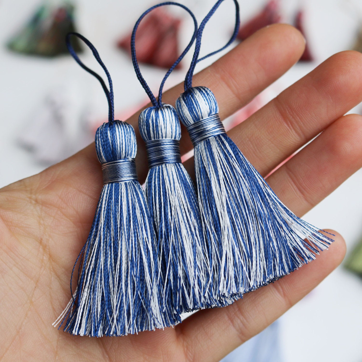 Mixed Dark Blue Tassel Dark Blue Silk Blue Silk Blue