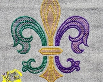 Mylar Applique' Fleur de Lis Embroidery Design, Set of 2 sizes