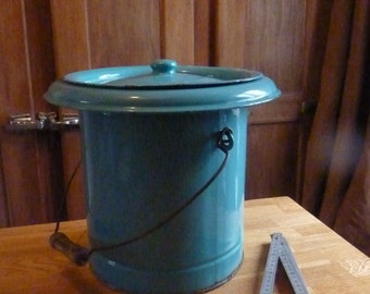 antique chamber pot blue enamelware bucket trash bucket french enamaled