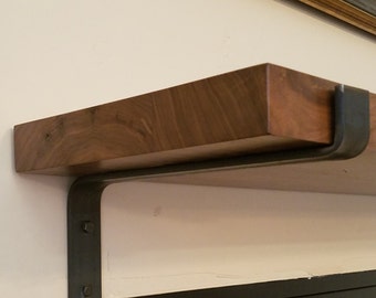 Modern Industrial Metal Shelf Brackets, Heavy 1.5"x.25" Handmade in the USA