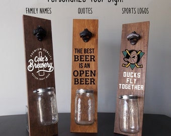 Custom Beer bottle opener, Wall Mounted Bottle Opener sign, Bar sign, Personalized Beer Sign, Backyard sign, Gifts for him, gifts for Dad