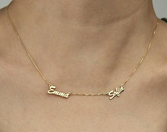 Personalized Two Name Necklace-Gold Necklace-Name Jewelry-Personalized Gift-Personalized and custom jewelry