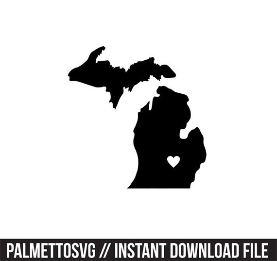 michigan heart svg dxf jpeg png file stencil monogram frame