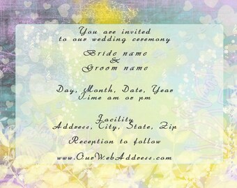 Wedding Invitation #123 'Sunny Repose DIY - Quietness' RSVP, Save the Date, Thank You, Menu - floral pastels