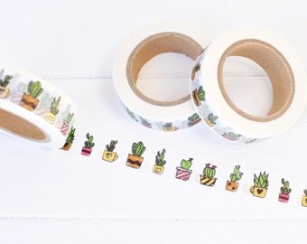 Gold Foil Succulent Washi Tape. 15mm x 10m. Cactus Washi Tape. Foil Washi Tape. Succulent Planner Accessories. Planner Supplies. Cute Washi.