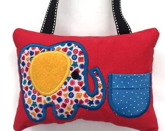 Tooth Fairy Pillow - Elephant Tooth Pillow - Tooth Decor - Embroidered Pillow - Boys Bedroom Decor