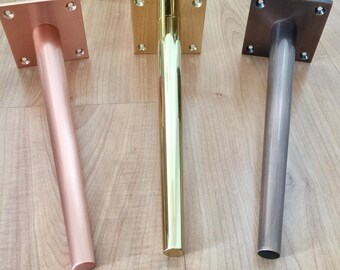 Set 4 Tapered Brass Legs - Height 12" to 16" - Coffee Table Legs, Side Table Legs