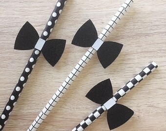 12 Bow tie party straws- bow tie straws- little man party straws- it's a boy party straws- Bow tie straws