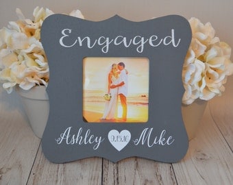 Engagement picture frame, custom picture frame, wedding picture frame, wedding gift, personalized picture frame, picture frame