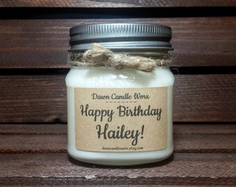 8oz Personalized Birthday Candles - Soy Candles Handmade - Best Friend Birthday - Mom Birthday Gift - Gift for Him - Sister Birthday