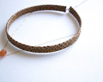 Sale 40% Choker gold filled 14 k Cork bead red grapefruit, Choker necklace, handmade