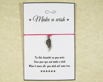 Wish Bracelet. Make a wish bracelet. Angel wing bracelet. Wish Bracelet message card. Friends Bracelet. Wishing Bracelet Friendship Bracelet