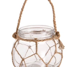 Nautical Glass Hanging Terrarium, Glass Jar Terrarium, Glass Terrariums for Air Plants, Miniature Gardens, Moss Terrariums, and Home Decor
