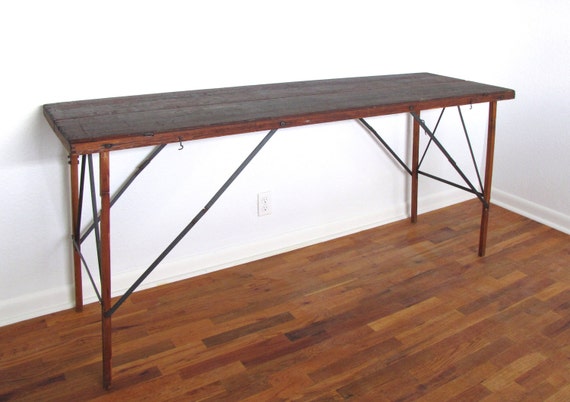  Antique  wallpaper  wood folding table 