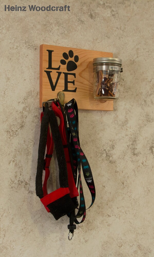 Dog Leash and Treat Holder Double Hook Love Leash Holder