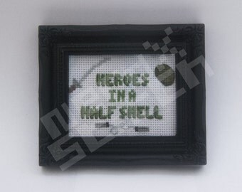 Heroes in a Half Shell finished cross stitch, teenage mutant ninja turtles