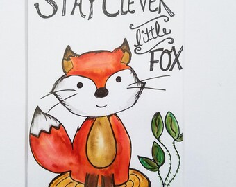 fox painting wall art stay clever little fox nursery painting watercolor painting - Painting Pictures For Kids fox painting wall art stay clever little fox nursery painting watercolor painting - Painting Pictures For Kids