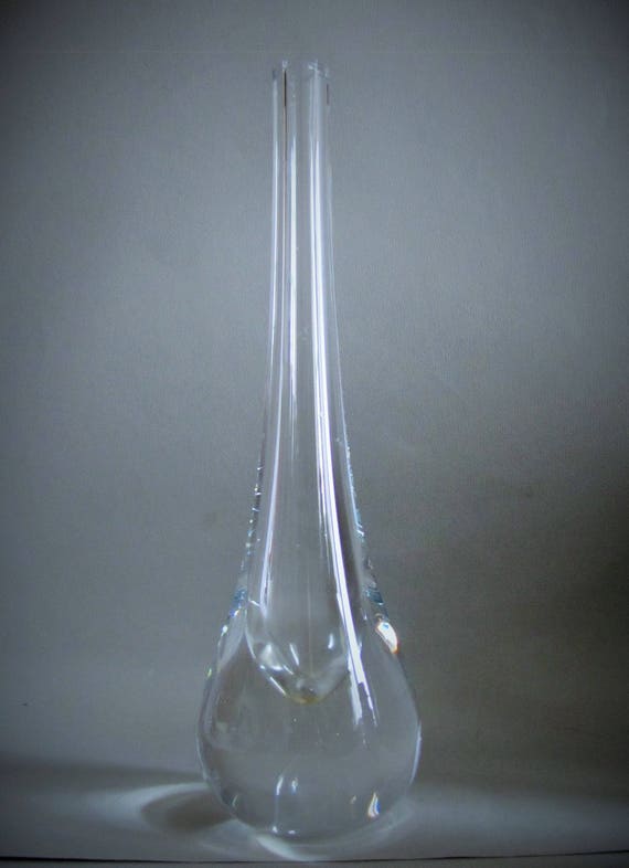 Vintage Murano Clear Glass Tear Drop Vase.