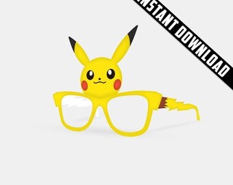 Pokemon Go v3 Printable Paper Glasses, Pikachu, party mask, birthday,photo booth props ,kids mask, Pocket Monster
