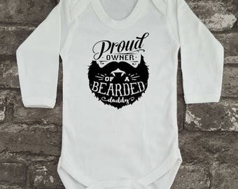 Bearded Daddy Baby Grow, Hipster Bodysuit, Beard Baby Vest, Baby Shower Present, Newborn Romper, New Dad, New Mom, Christmas Present Gift