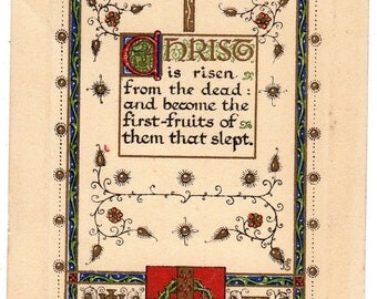 Vintage Religious Postcard, EASTER PEACE, Calligraphy, SPCK, c1920