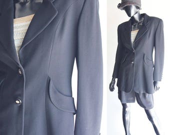 Vintage Mariella Burani Black Wool Blazer with Back tie Size US6