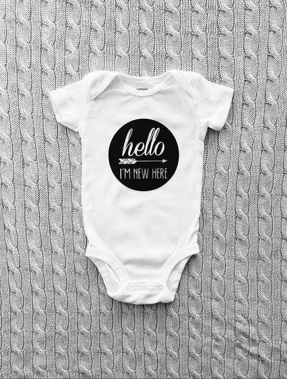 Baby Boy Onesie hello I'm new here Bodysuit