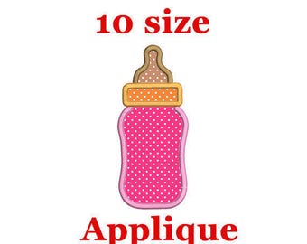Baby Bottle Applique Embroidery Design. Baby Bottle Embroidery. Machine Embroidery Design.