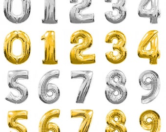 40" Number Balloons/ Gold/ Silver/ Birthday Balloons/ Age Balloons/ Giant Balloons/ Huge Balloons For Birthday Party, Anniversary