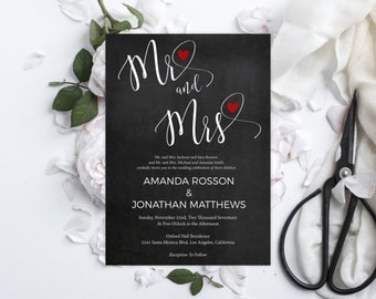 Chalkboard Mr. & Mrs. Wedding Invitation - Mr. and Mrs. Invite - Wedding Invitation Template - Editable - Downloadable Wedding #WDH0196