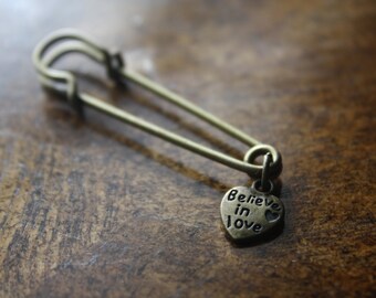 Safety Pin for Solidarity, Believe in Love, Safe Place, Love Trumps Hate, Safety Pin Jewelry, Pin Brooch