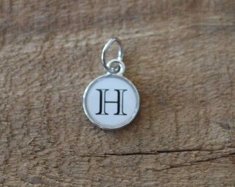 Silver Initial with white background ~ (Every Initial Available)