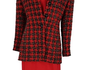 HARDY AMIES Vintage Red Jacket Dress Set (10)