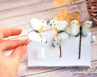 Wedding Hair Accessories butterfly Bride Gift Hair Pin butterfly Gift Wedding hair clip Hair pins bride White bobby pins Butterfly Headpiece