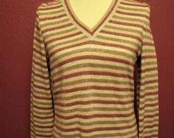Vintage Metallic Striped Sweater
