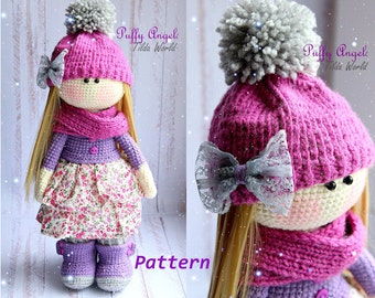 Crochet Doll Pattern Amigurumi Crochet Doll Tilda Doll Amigurumi Tutorial Doll Toy PDF Pattern in English