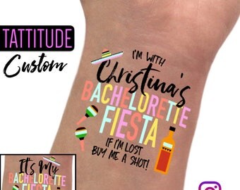 BACHELORETTE FIESTA custom temporary tattoos | gold, stagette, personalized tattoo, bachelorette party fiesta, mexico bachelorette party