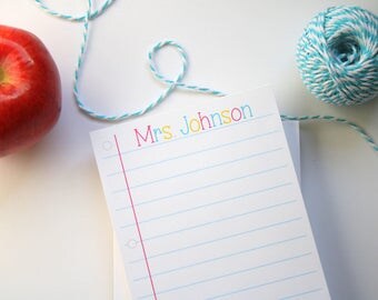 Teacher Appreciation Custom Teacher Notepad - Personalized Teacher Gift - Back to School Teacher Gift - Style: Notebook Paper