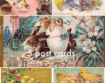 Easter post card Happy Easter Vintage Retro print decoupage Antique Art Print Collectable Wall Decor Print-it-Yourself instant Download