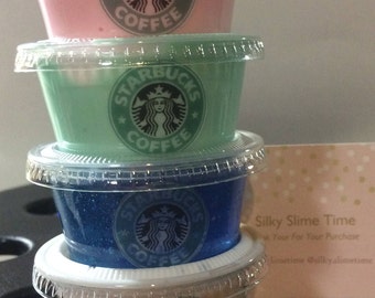 Starbucks Slime Package (Set of 4) 8 oz. (225 g) Scented Slime Fluffy Slime Strawberry Scented Therapy Tool Stress Relief, Extras Included
