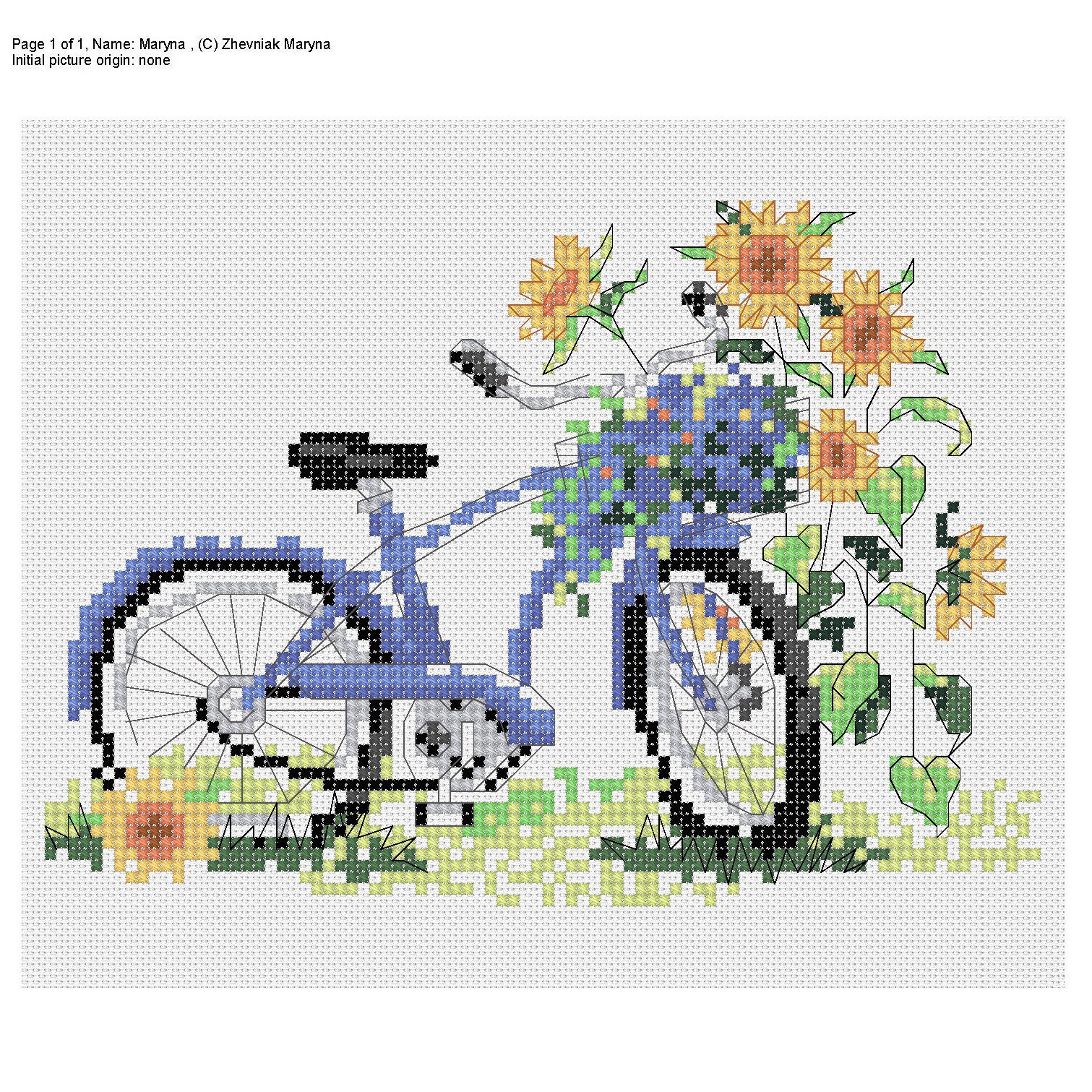 Bike cross stitch Pattern// Bicycle Embroidery pattern// Bike