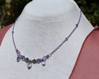 Light Purple Swarovski Crystal Necklace & Earring Set, Wedding, Prom, Quinceanera, Bridesmaid, Bling
