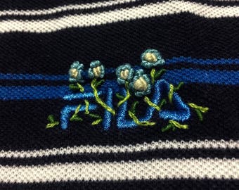 Hand Embroidered Fila Vintage Polo One Of A Kind Street Wear