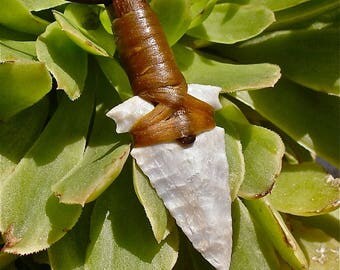 Arrowhead Necklace, Hand Knapped Arrowhead, Arrowhead Pendant, White Jasper Arrowhead, Flintknapped, Desert Side Notch Arrowhead, gift idea