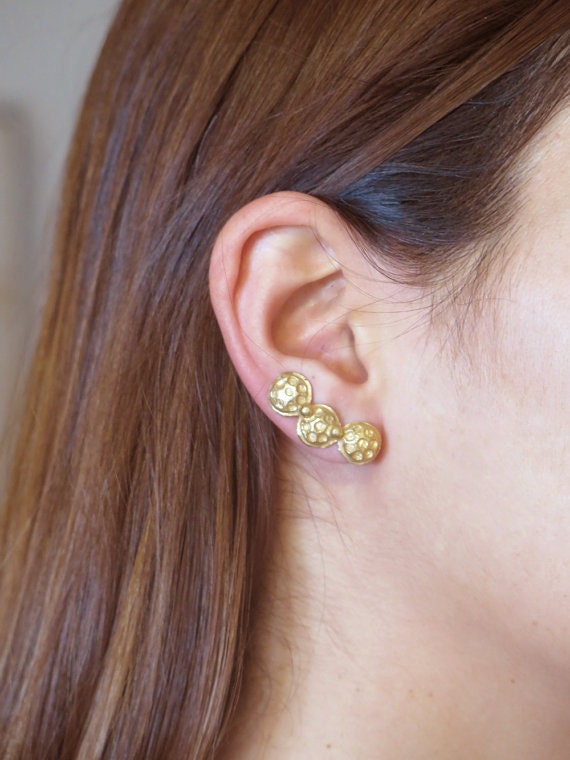 Gold Ear Crawlers Modern Stud Alternative Small by rioritajewelry