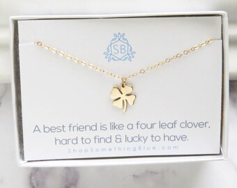 Best Friend Gift • Four Leaf Clover Necklace • Small Clover Charm • Lucky Charm • Clover Necklace • Shamrock Necklace • Friendship Jewelry